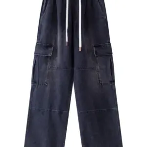 Men's Onyx Drawstring Wide-Leg Cargo Jeans