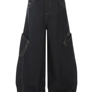 Men's Indigo Utility Wide-Leg Cargo Jeans