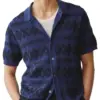 Men's Riviera Navy Jacquard Short Sleeve Shirt