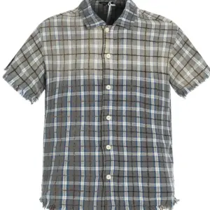 Men's Ash Grey Raw-Edge Plaid Shirt