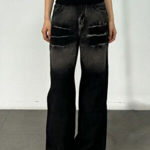 Women's Noir Washed Wide-Leg Jeans