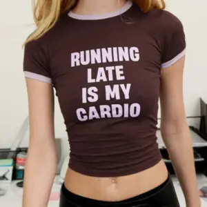 Women's Cocoa Letter-Print Crew Tee