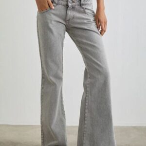 Women's Mist Grey Low-Rise Flare Jeans